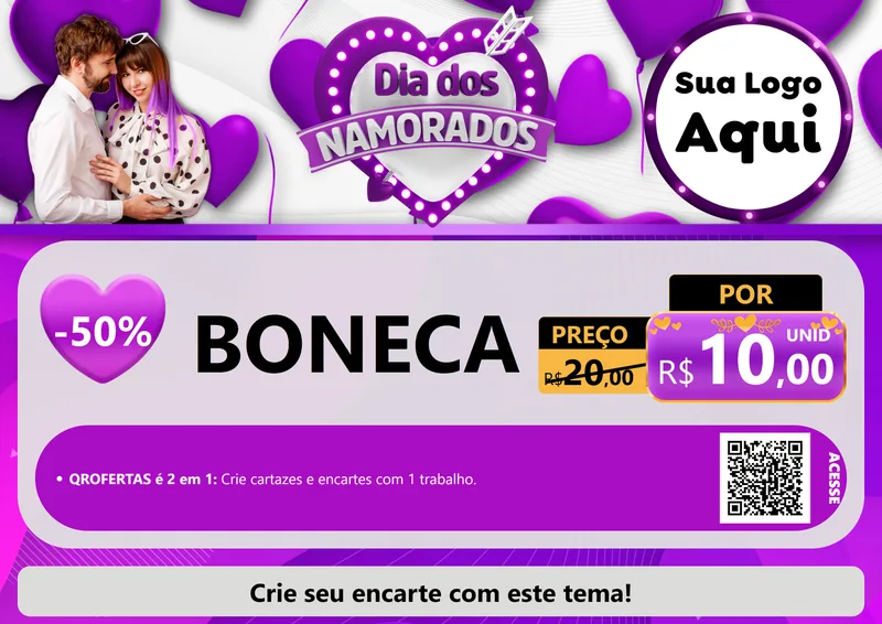 Modelo de Cartaz para Cartaz A4 Horizontal com o tema Dia dos Namorados para Brinquedos