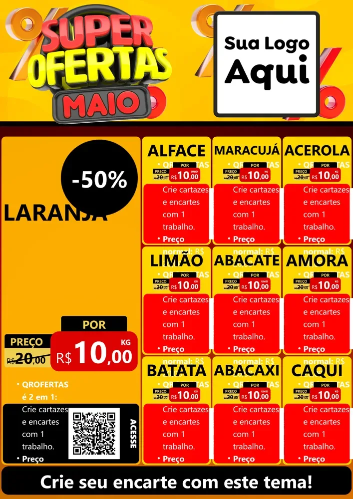Modelo de Cartaz para Cartaz A4 Vertical com o tema Super Ofertas Maio para Hortifrúti