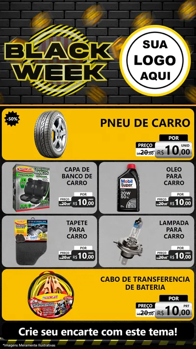 Modelo de TV para TV Vertical com o tema Black Week para Auto peças