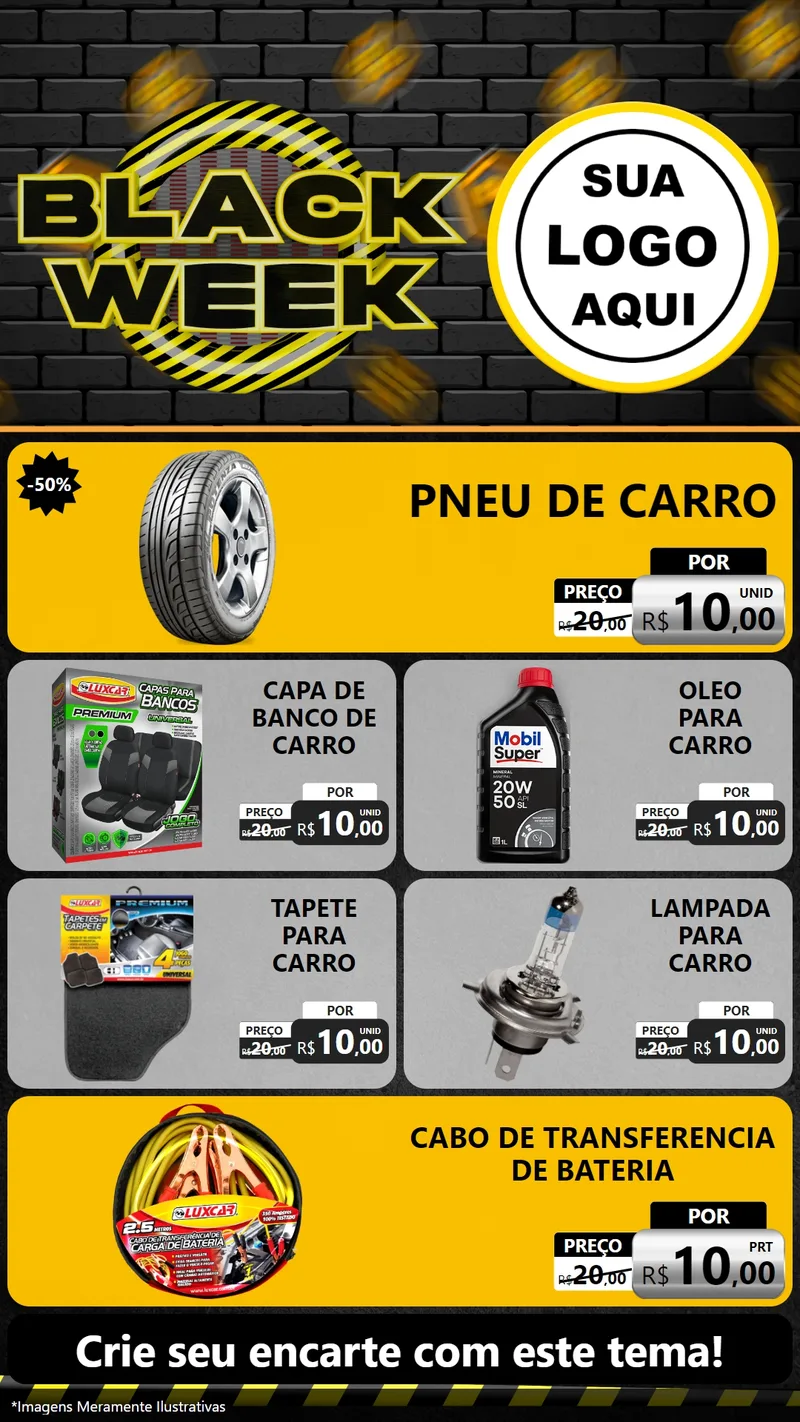 Modelo de TV para TV Vertical com o tema Black Week para Auto peças