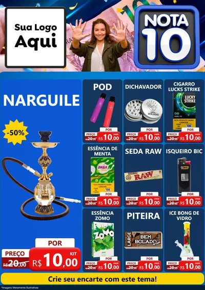 Modelo de Encarte para Encarte A4 Vertical com o tema Nota 10 para Tabacaria