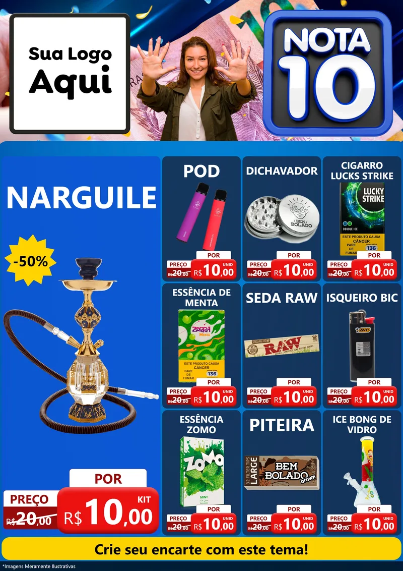 Modelo de Encarte para Encarte A4 Vertical com o tema Nota 10 para Tabacaria