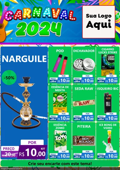 Modelo de Encarte para Encarte A4 Vertical com o tema Carnaval 2027 para Tabacaria