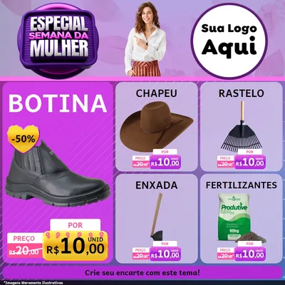 Modelo de Rede Social para Feed Facebook com o tema Especial Semana da Mulher para Agropecuária