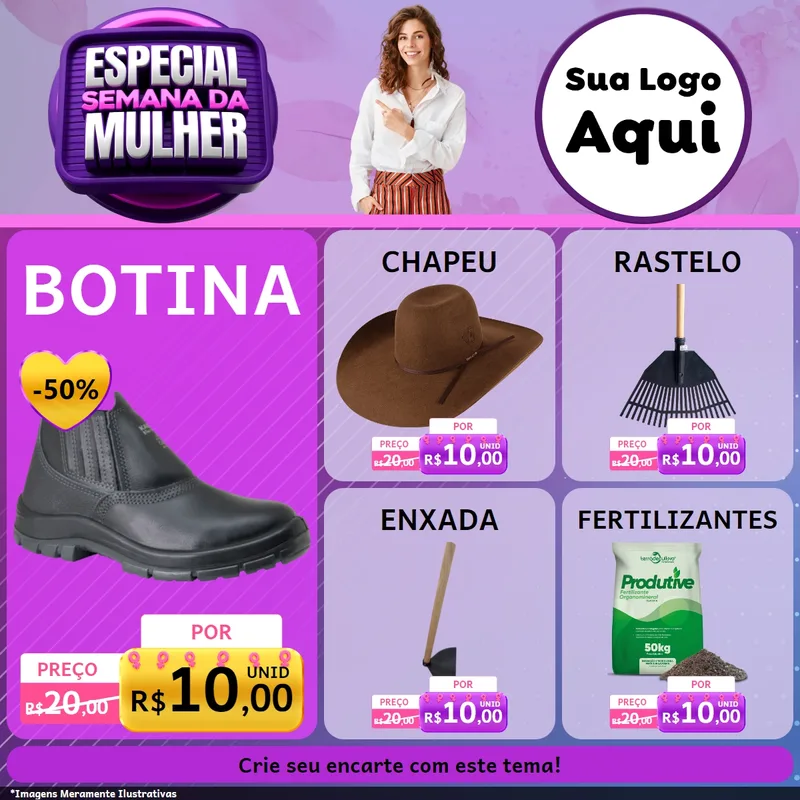 Modelo de Rede Social para Feed Facebook com o tema Especial Semana da Mulher para Agropecuária