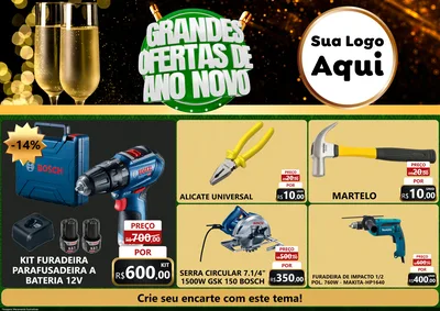 Modelo de Encarte para Encarte A4 Horizontal com o tema Grandes Ofertas de Ano Novo para Maquinas e Ferramentas