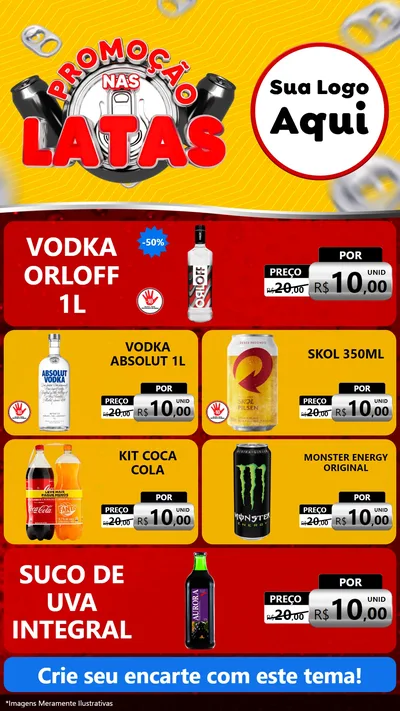 Modelo de TV para TV Vertical com o tema Promoção nas Latas para Distribuidora de bebidas