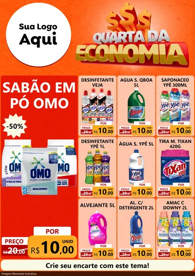 Modelo de Encarte para Encarte A4 Vertical com o tema Quarta da Economia para Produtos de Limpeza