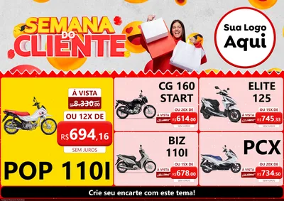 Modelo de Encarte para Encarte A4 Horizontal com o tema Semana do Cliente para Concessionaria de Motos