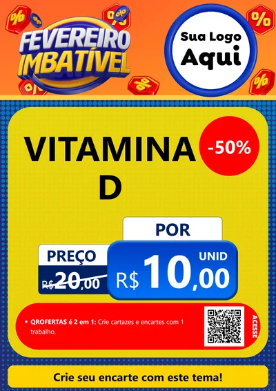 Modelo de Cartaz para Cartaz A4 Vertical com o tema Fevereiro Imbatível para Farmácia