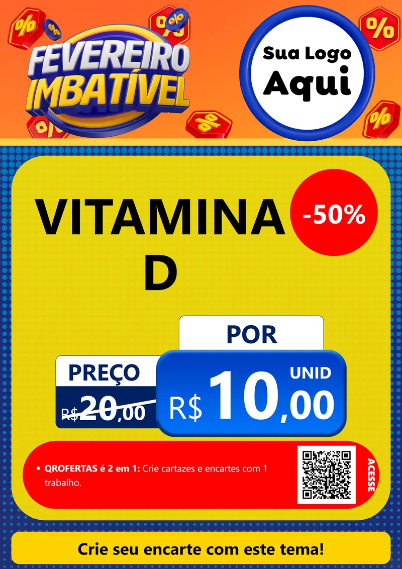 Modelo de Cartaz para Cartaz A4 Vertical com o tema Fevereiro Imbatível para Farmácia