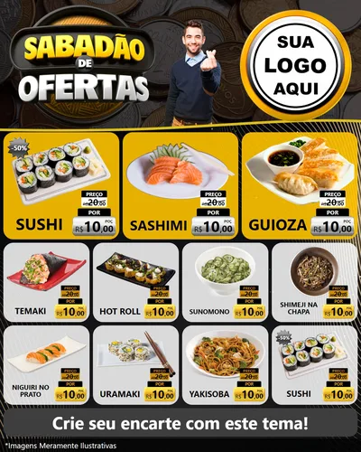 Modelo de Rede Social para Feed Instagram com o tema Sabadão de Ofertas para Comida japonesa
