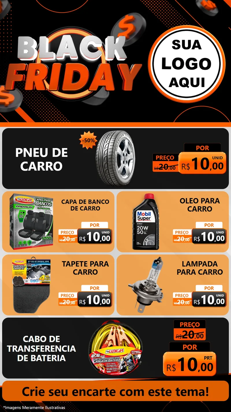 Modelo de TV para TV Vertical com o tema Black Friday para Auto peças