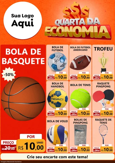 Modelo de Encarte para Encarte A4 Vertical com o tema Quarta da Economia para Artigos Esportivos