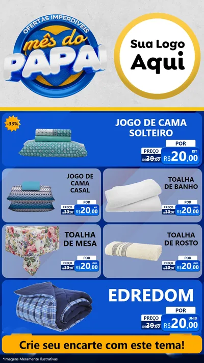 Modelo de TV para TV Vertical com o tema Ofertas Imperdíveis Mês Do Papai para Cama, Mesa e Banho