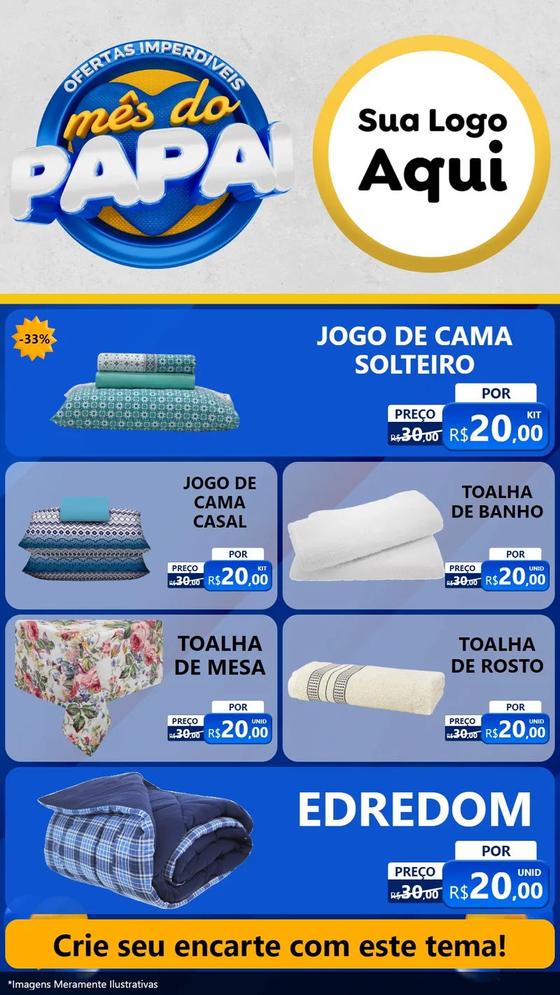 Modelo de TV para TV Vertical com o tema Ofertas Imperdíveis Mês Do Papai para Cama, Mesa e Banho