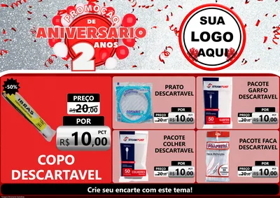 Modelo de Encarte para Encarte A4 Horizontal com o tema Promoção de Aniversário - 2 Anos para Embalagens