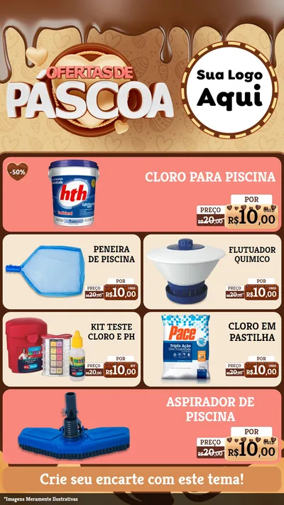 Modelo de TV para TV Vertical com o tema Ofertas de Páscoa para Produtos para Piscina