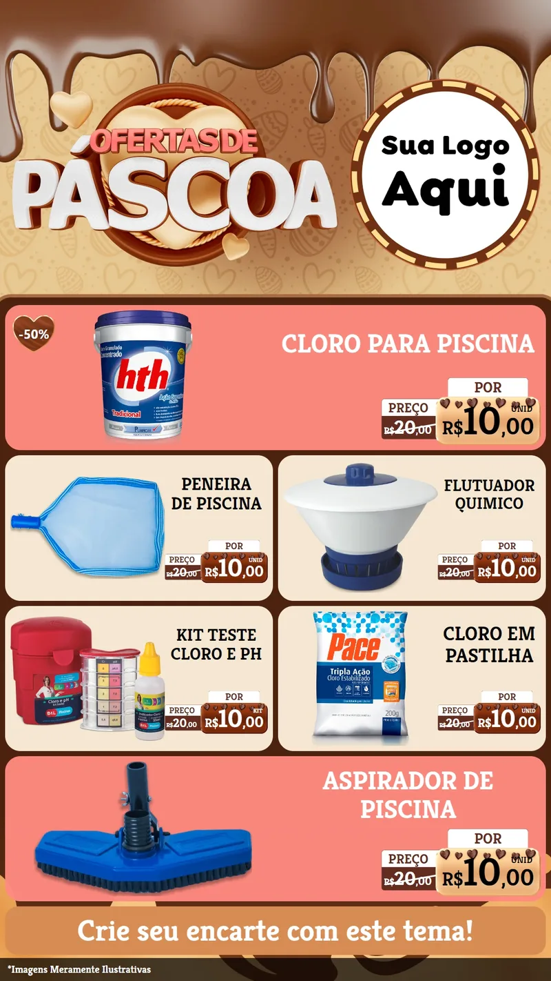 Modelo de TV para TV Vertical com o tema Ofertas de Páscoa para Produtos para Piscina