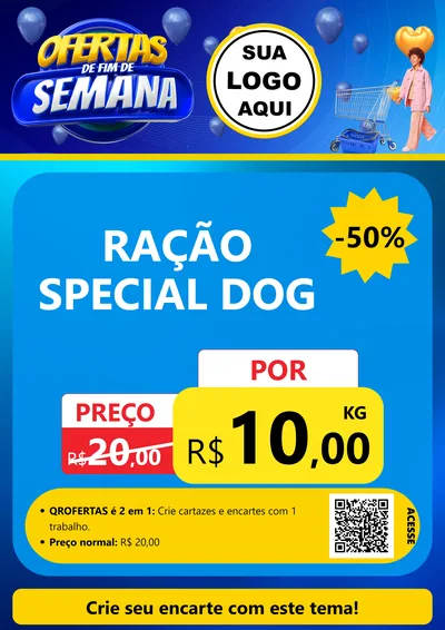 Modelo de Cartaz para Cartaz A4 Vertical com o tema Ofertas de Fim de Semana para Pet Shop