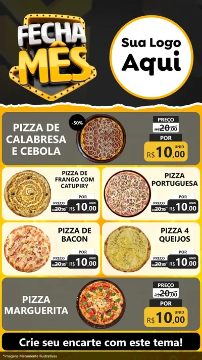 Modelo de TV para TV Vertical com o tema Fecha Mês para Pizzaria