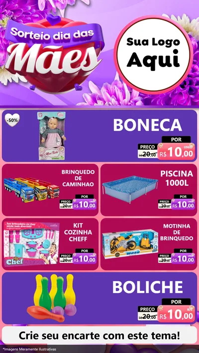 Modelo de TV para TV Vertical com o tema Sorteio Dia das Mães para Brinquedos