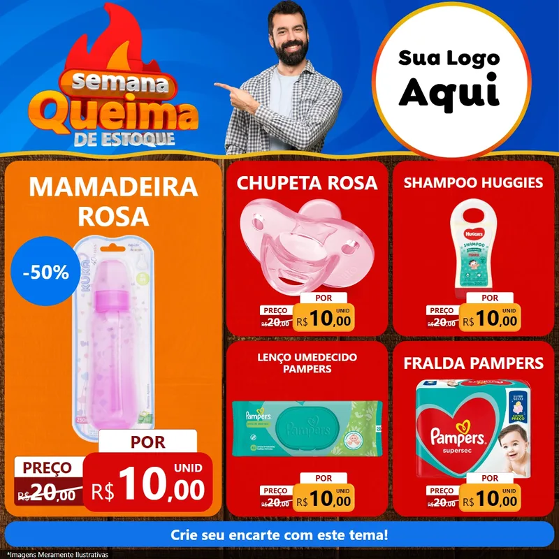 Modelo de Rede Social para Feed Facebook com o tema Semana Queima de Estoque para Bebês