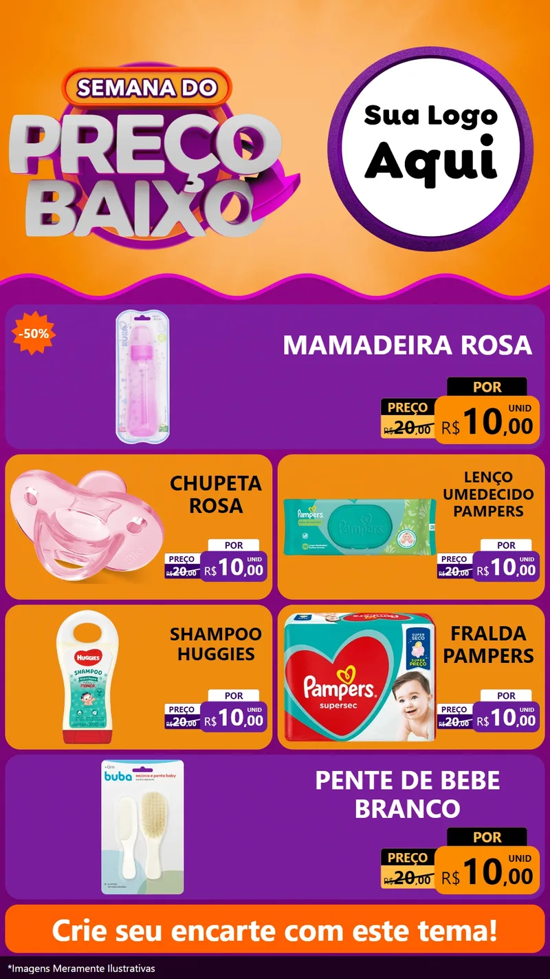 Modelo de TV para TV Vertical com o tema Semana do Preço Baixo para Bebês