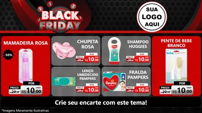 Modelo de TV para TV Horizontal com o tema Black Friday para Bebês