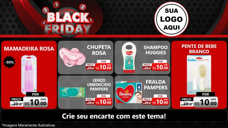 Modelo de TV para TV Horizontal com o tema Black Friday para Bebês