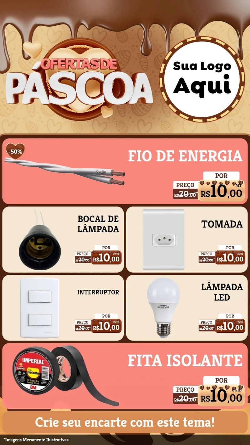 Modelo de TV para TV Vertical com o tema Ofertas de Páscoa para Materiais Elétricos