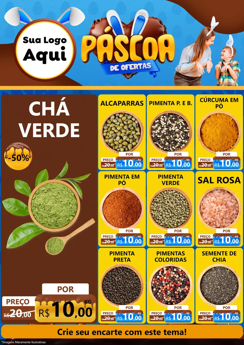 Modelo de Encarte para Encarte A4 Vertical com o tema Páscoa de Ofertas para Produtos Naturais