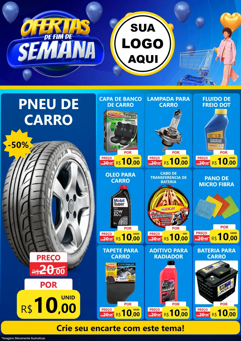 Modelo de Encarte para Encarte A4 Vertical com o tema Ofertas de Fim de Semana para Auto peças