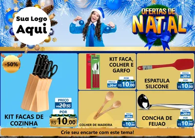 Modelo de Encarte para Encarte A4 Horizontal com o tema Ofertas de Natal para Utilidades Domésticas
