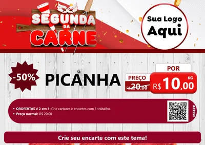 Modelo de Cartaz para Cartaz A4 Horizontal com o tema Segunda da Carne - Carnaval para Açougue