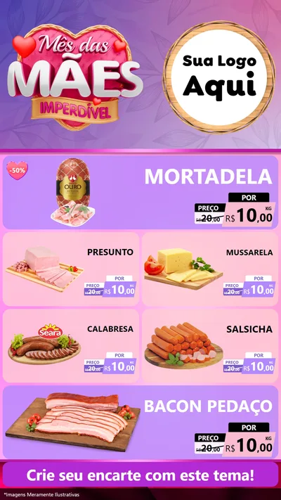 Modelo de TV para TV Vertical com o tema Mês das Mães Imperdível para Frios e Laticínios