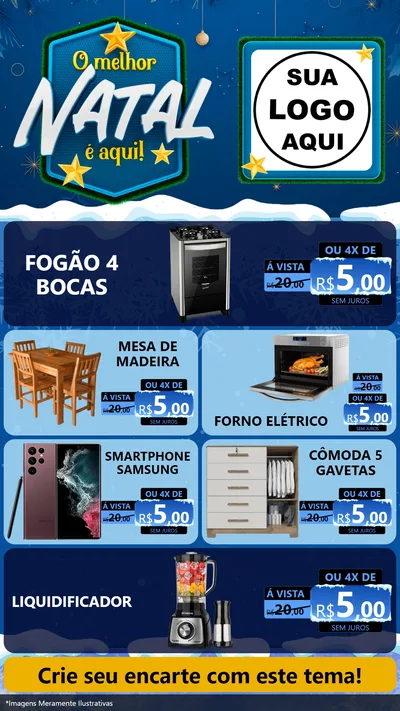 Modelo de TV para TV Vertical com o tema O Melhor Natal É Aqui! para Móveis e Eletro