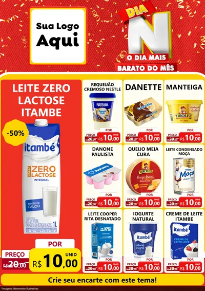 Modelo de Encarte para Encarte A4 Vertical com o tema Dia N o Dia Mais Barato do Mês para Frios e Laticínios