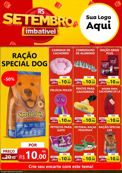 Modelo de Encarte para Encarte A4 Vertical com o tema Setembro Imbatível para Pet Shop