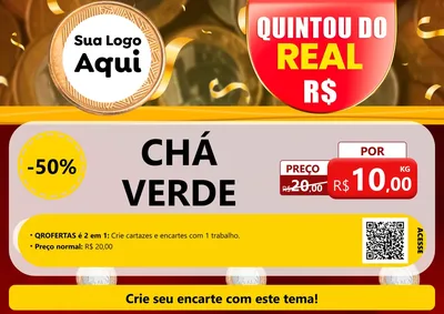Modelo de Cartaz para Cartaz A4 Horizontal com o tema Quintou do Real para Produtos Naturais