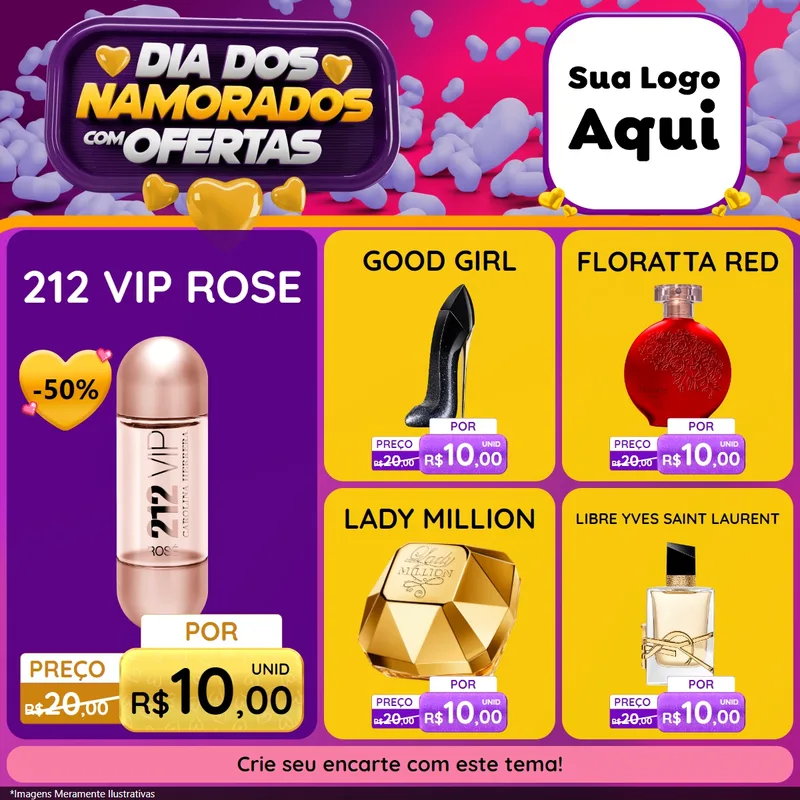Modelo de Rede Social para Feed Facebook com o tema Dia Dos Namorados Com Ofertas para Perfumes