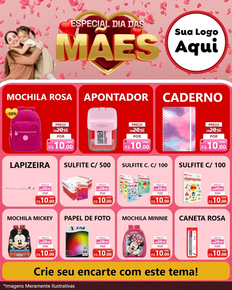 Modelo de Rede Social para Feed Instagram com o tema Especial Dia Das Mães para Papelaria