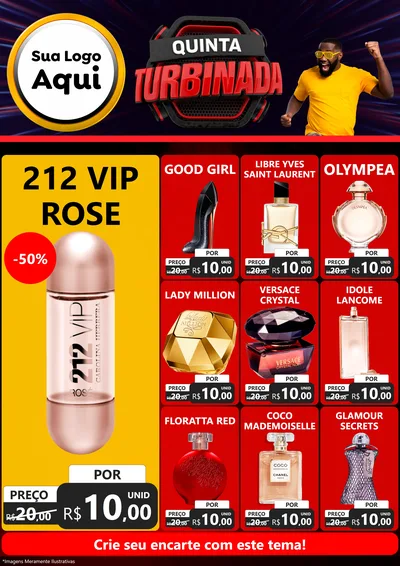 Modelo de Encarte para Encarte A4 Vertical com o tema Quinta Turbinada para Perfumes