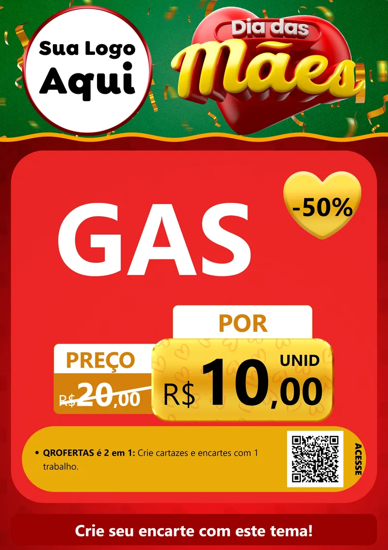 Modelo de Cartaz para Cartaz A4 Vertical com o tema Dia das Mães para Água e gás