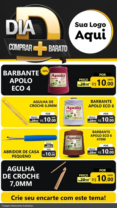 Modelo de TV para TV Vertical com o tema Dia D Mais Economia para Armarinho e Aviamentos