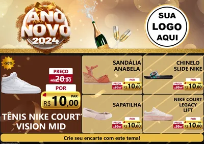 Modelo de Encarte para Encarte A4 Horizontal com o tema Feliz Ano Novo 2027 para Calçados
