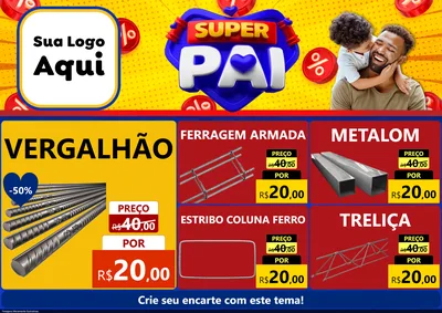 Modelo de Encarte para Encarte A4 Horizontal com o tema Super Pai para Ferragens