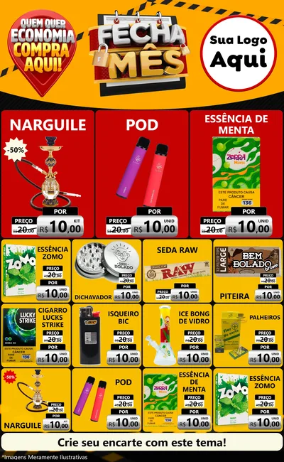 Modelo de Encarte para Encarte Grande com o tema Fecha Mês para Tabacaria