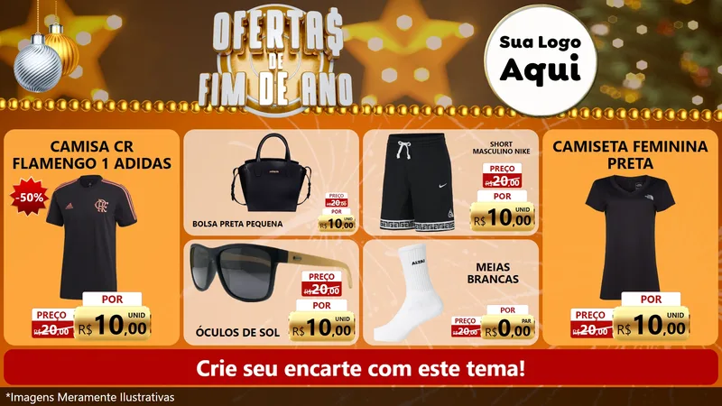 Modelo de TV para TV Horizontal com o tema Ofertas de Fim de Ano para Roupas e acessórios