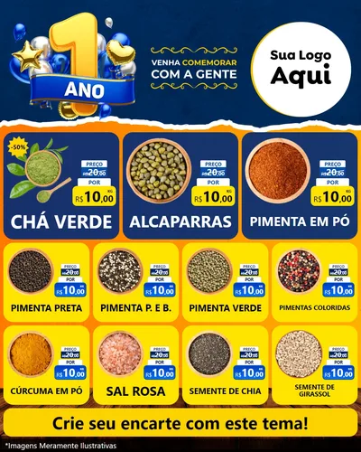 Modelo de Rede Social para Feed Instagram com o tema Um Ano de Aniversário para Produtos Naturais